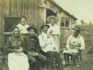 Grandpa Kreeger-3rd seated from left  Grandma Kreeger-wearing hat