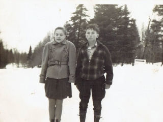 Mom (Marion Larson) with brother Donald Dec 25th 1940