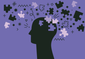 Silhouette of a human head with puzzle pieces floating away, representing memory loss and Transient Global Amnesia.