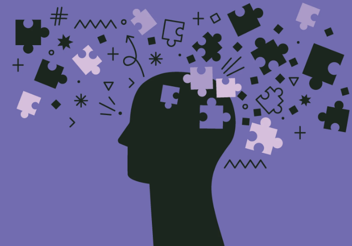 Silhouette of a human head with puzzle pieces floating away, representing memory loss and Transient Global Amnesia.